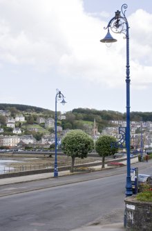 General view of Victorian lamp standards on Argyle Place, Rothesay, Bute