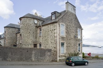 View of rear elevation of 1 and 2 Argyle Place, Rothesay, Bute, from SW