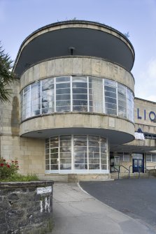 View of projecting glazed bay at Rothesay Pavilion, Argyle Street, Rothesay, Bute, from E