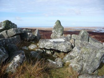 View from E showing chamber orthostats and corbel stones.