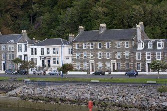 View from E (taken from ferry) showing 43 and 44 East Princes Street and 1, 1A, 2, 2A, 3 and 4 Battery Place, Rothesay, Bute