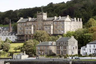 View from E (taken from ferry) showing Glenburn Hotel, Glenburn Road, Craigmore, Rothesay, Bute