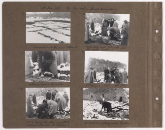 Six album photographs showing the construction of Addistoun House, including the architect Charles Geddes Soutar.
Page titled: '9th Dec 1937. The Foundation Stone of Addistoun'
PHOTOGRAPH ALBUM NO.145: ADDISTOUN