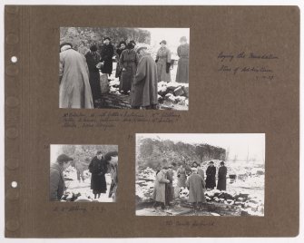 Three album photographs showing the construction of Addistoun House, including the architect Charles Geddes Soutar.
Page titled: 'Laying the Foundation Stone of Addistoun 9.12.1937'
PHOTOGRAPH ALBUM NO.145: ADDISTOUN