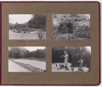 Four album photographs showing views of gardens at Addistoun House 
Page titled: 'Summer 1946'
PHOTOGRAPH ALBUM NO.145: ADDISTOUN