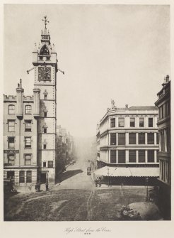 View of Glasgow High Street inscribed 'High Street from the Cross, 1868'. Copied from 'Old closes and streets [of Glasgow]: a series of photogravures 1868-1899', printed for the Corporation of Glasgow, July 1900, Plate 1.