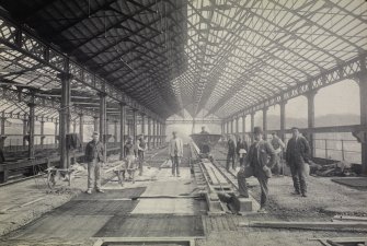 View of plant house during the constructions of Granton Gasworks in 1902. 
PHOTOGRAPH ALBUMS NO.207: SCOTTISH GAS COLLECTION, GRANTON GASWORKS ALBUMS 
