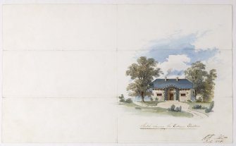 Digital copy of a design for a cottage at Newholme for Charles Cunningham.
Insc:'Sketch showing Entrance Elevation'
s:'RR Edin'
Purchased with the assistance of the Art Fund, 2011.