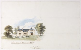 Digital copy of a design for a cottage at Newholme for Charles Cunningham.
Insc:'Sketch showing the Elevation of the West Side'
s:'RR Edin'
Purchased with the assistance of the Art Fund, 2011.