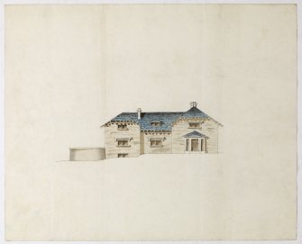 Digital copy of a design for a cottage at Newholme for Charles Cunningham.
Elevation of the West Side.
Copy of DC54509 without landscape setting.
Purchased with the assistance of the Art Fund, 2011.