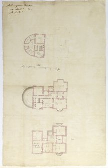 Digital copy of a design for a cottage at Newholme for Charles Cunningham.
Plans of each of three floors.
Insc:'Mr Cunningham Cottage at Newholm by Mr Reid'
Attributed to Robert Reid.
Purchased with the assistance of the Art Fund, 2011.