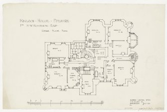 Upper floor plan as proposed
Titled: 'Kinloch House, Fifeshire, for H W Hutchison Esqre. Upper floor plan'