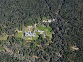 Oblique aerial view of Aultmore House and policies, taken from the S.