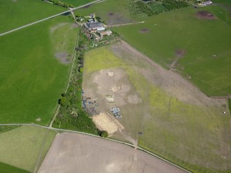 Oblique aerial view of Birnie site under excavation, taken from the SSW.