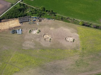 Oblique aerial view of Birnie site under excavation, taken from the NE.