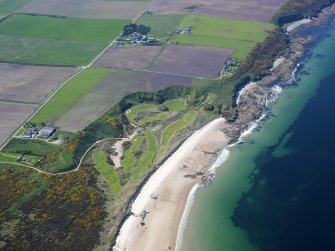 Oblique aerial view of Covesea Golf Course, taken from the NE.