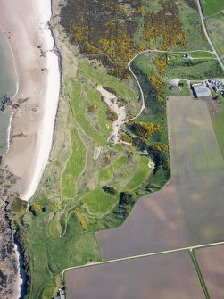 Oblique aerial view of Covesea Golf Course, taken from the WSW.