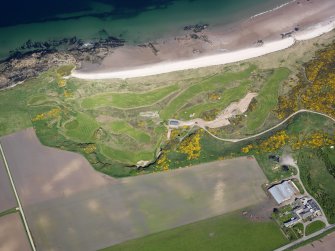 Oblique aerial view of Covesea Golf Course, taken from the S.