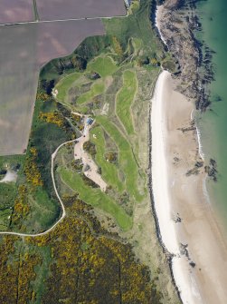 Oblique aerial view of Covesea Golf Course, taken from the ENE.