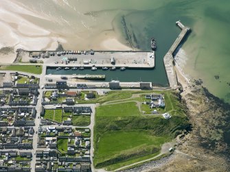 Oblique aerial view of Burghead Harbour, taken from the NE.