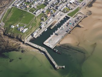 Oblique aerial view of Burghead Harbour, taken from the W.