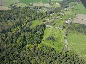 Oblique aerial view of Cawdor Castle Golf Course, taken from the SE.