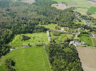 Oblique aerial view of Cawdor Castle Golf Course, taken from the ENE.