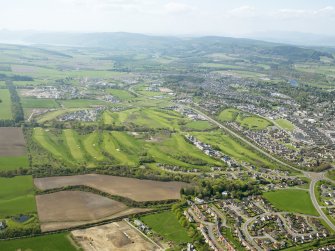 Oblique aerial view of Loch Ness Golf Course, taken from the ENE.