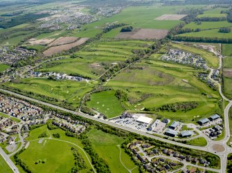 Oblique aerial view of Loch Ness Golf Course, taken from the NW.