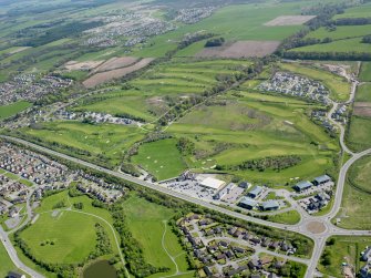 Oblique aerial view of Loch Ness Golf Course, taken from the WNW.