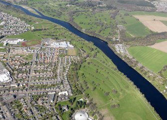 Oblique aerial view of North Inch Golf Course, taken from the SSW.