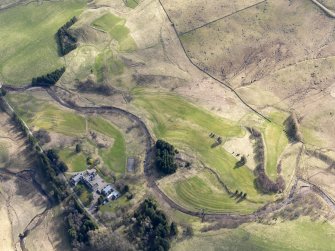 Oblique aerial view of the Dalmunzie Golf Course, taken from the NNW.