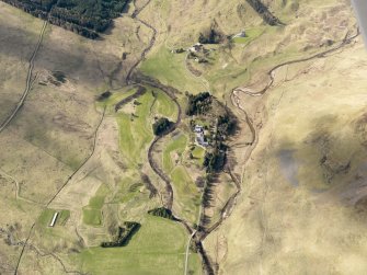 Oblique aerial view of the Dalmunzie Golf Course, taken from the SE.