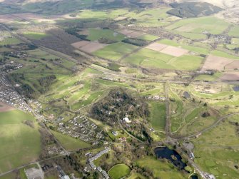 Oblique aerial view of Gleneagles golf courses, taken from the NW.