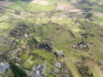 Oblique aerial view of Gleneagles Hotel and golf courses, taken from the WNW.