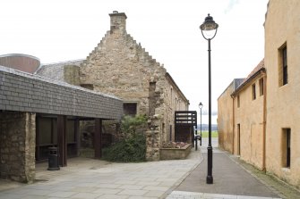 View of Scotland's Close, Bo'ness, taken from the South. This image shows Bo'ness Library to the left (West side of Scotland's Close) and Dymock's Buildings to the right. This photograph was taken as part of the Bo'ness Urban Survey to illustrate the character of the Town Centre Area of Townscape Character.