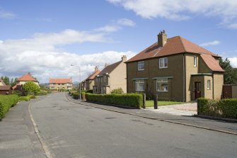 General street view showing 2-20 Graham Crescent, Bo'ness, taken from the South-West. This photograph was taken as part of the Bo'ness Urban Survey to illustrate the character of the Forthview and Grahams Crescent Area of Townscape Character.
