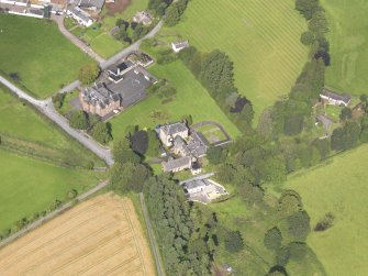 Oblique aerial view of Wallacehall Academy and Closeburn School, taken from the ESE.