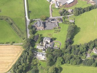 Oblique aerial view of Wallacehall Academy and Closeburn School, taken from the E.