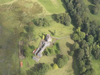 Oblique aerial view of Closeburn Castle, taken from the S.