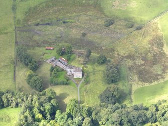 Oblique aerial view of Closeburn Castle, taken from the ENE.