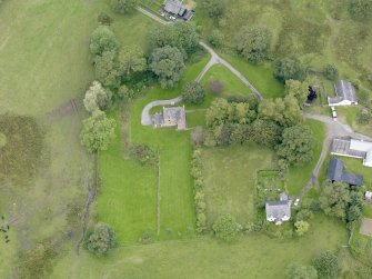 Oblique aerial view of Barscobe Castle, taken from the SSW.