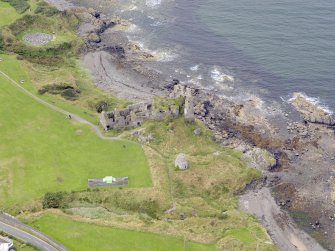 Oblique aerial view of Dunure Castle, taken from the ENE.