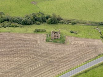 Oblique aerial view of Baltersan Castle, taken from the NNW.