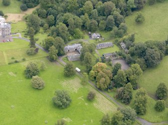 Oblique aerial view of Kilkerran House stables, taken from the WNW.