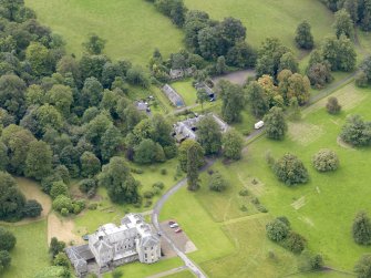 Oblique aerial view of Kilkerran House and policies, taken from the NNE.