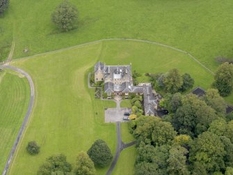 Oblique aerial view of Bargany House, taken from the WSW.