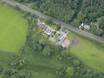 Oblique aerial view of Carsluith Castle, taken from the SSW.