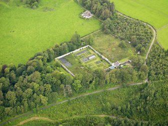 Oblique aerial view of Kirkdale House walled garden, taken from the ESE.