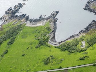 Oblique aerial view of Castle Haven dun, taken from the NNE.